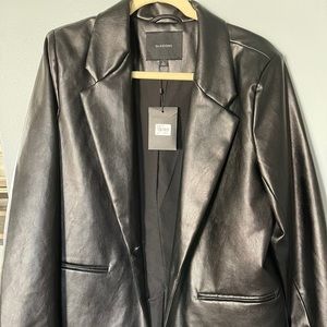 Oversized leather blazer (black) NWT